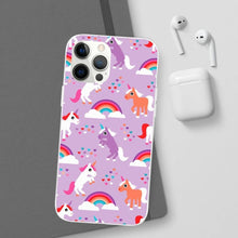 Load image into Gallery viewer, Unicorns Rainbows &amp; Hearts Cute Purple iPhone Case
