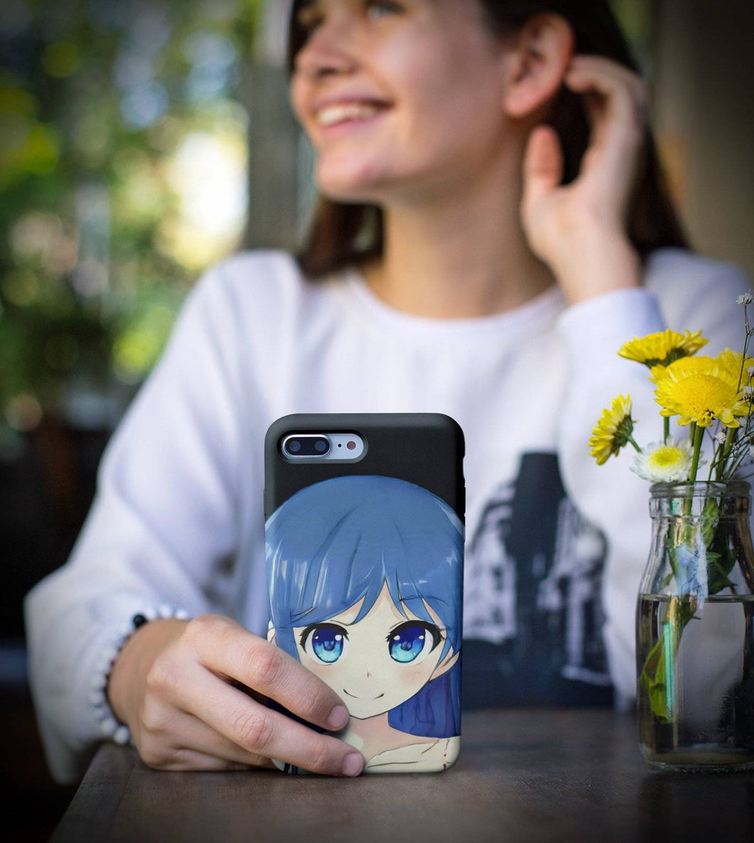 Cute Anime Girl iPhone Case - Happy Big Blue Eyes