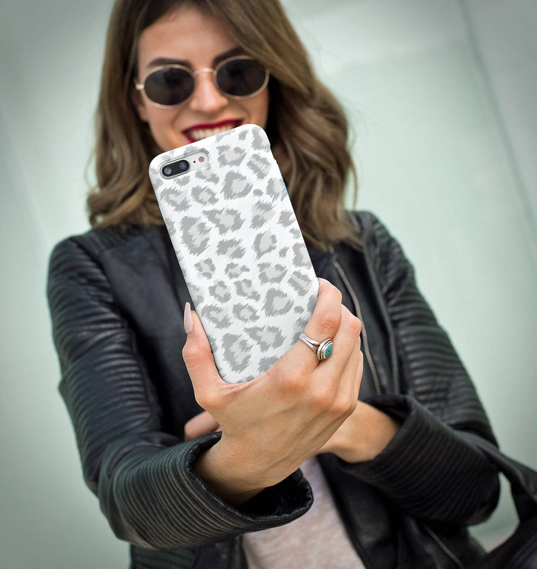 Leopard Print iPhone Case - Silver Gray