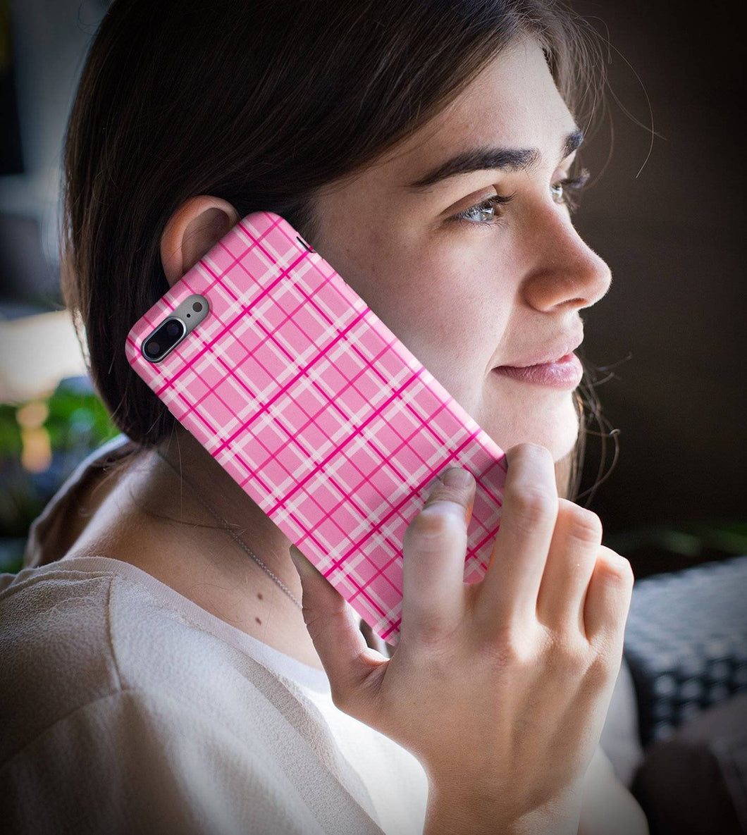 Pink Plaid Checkered iPhone Case