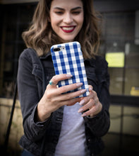 Load image into Gallery viewer, Blue Plaid Checkered iPhone Case
