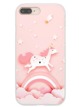 Load image into Gallery viewer, Cute Unicorn Flying Over Rainbow Pink iPhone Case

