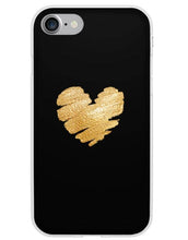 Load image into Gallery viewer, Gold Heart Black iPhone Case

