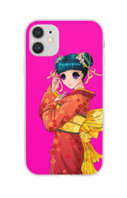 Load image into Gallery viewer, Cute Anime Kimono Girl iPhone Case - Neon Pink
