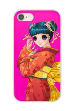 Load image into Gallery viewer, Cute Anime Kimono Girl iPhone Case - Neon Pink

