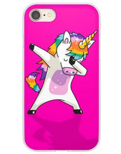 Load image into Gallery viewer, Dabbing Unicorn Cute Neon Pink iPhone Case

